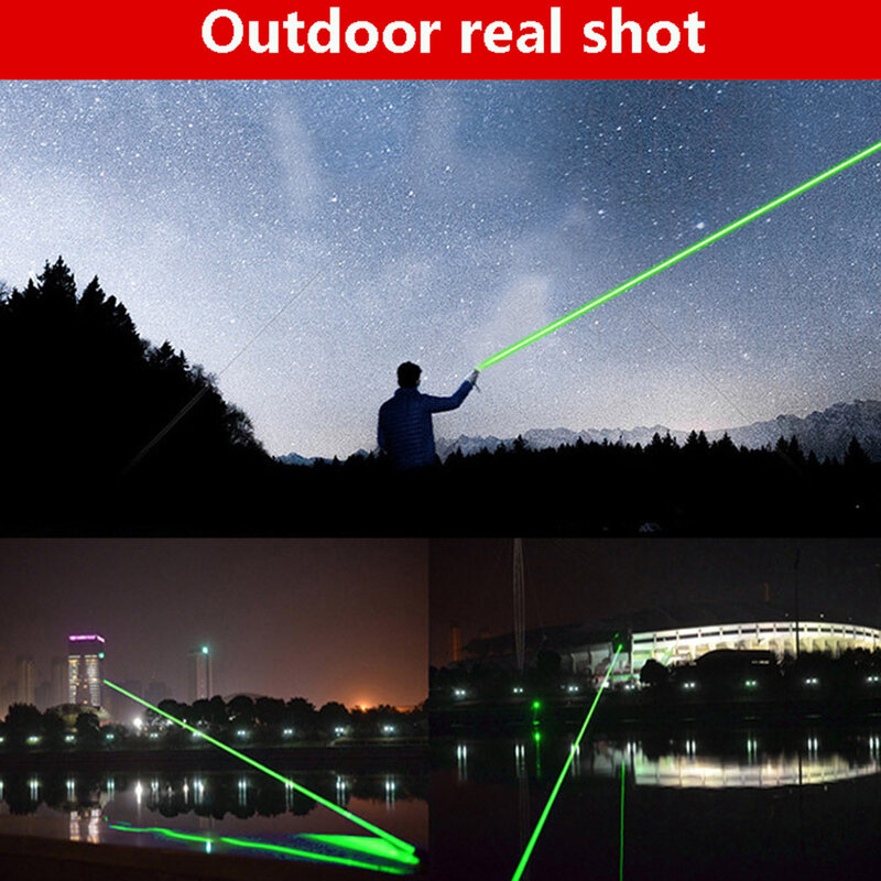 Portable high-power USB charging green laser 1000m 5MW adjustable focus laser pointer combination with embedded red laser view