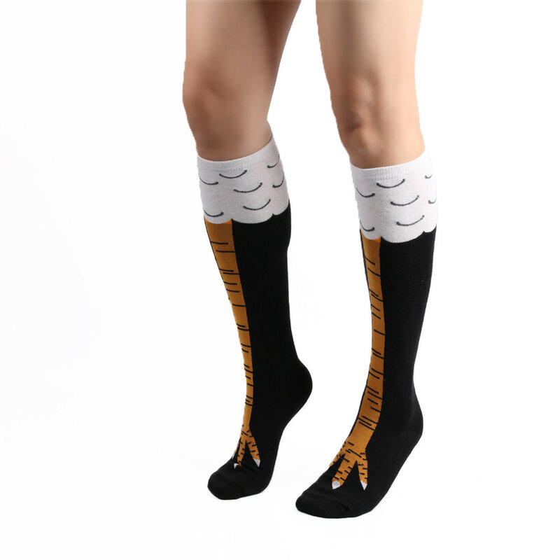 Calcetines de algodón con forma de tubo para mujer, medias divertidas de pierna de pollo, cómodas, para el invierno, # J05, 1 par