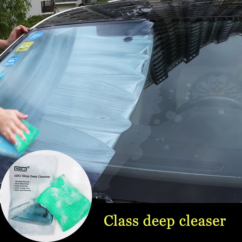 รถ Scratch Remover Liquid ฟองน้ำแก้ว Deep Cleanser ทำความสะอาดกระจกรถยนต์ฟองน้ำแก้วลบฟิล์มน้ำมันรถจัดแต่งทรงผมร...