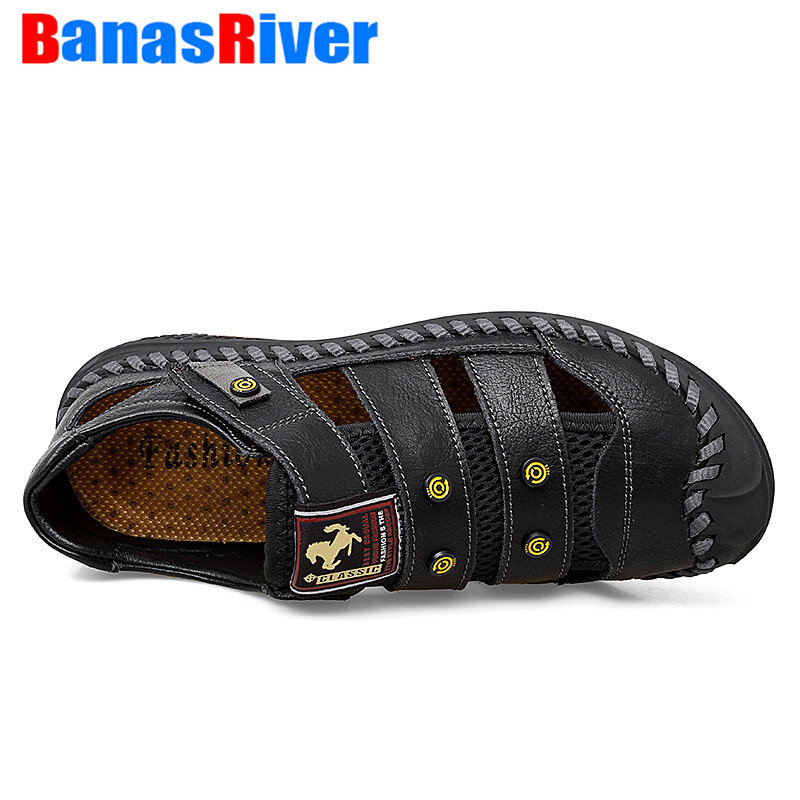 NEW Men's Casual Sandals Flat Shoes Fashion Outdoor Beach Casual Breathable Lightweight Soft Large Size Handmade Walking Outdoor