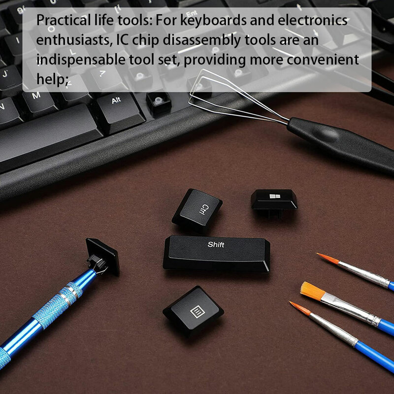 7 Buah Kit Penarik Sakelar Pelumas Keyboard Pencabut Tutup Kunci Ekstraktor CIP IC Pinset Runcing Siku Kit Pembersih Klem Alat 4-Prong