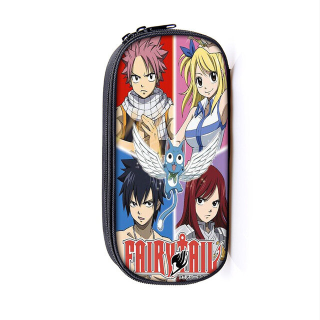 Anime Fairy Tail ดินสอกระเป๋า Erza Scarlet Natsu Dragneel เครื่องสำอางค์ Boys Girls กระเป๋าเครื่องเขียนกล่องดินสอโรงเรียน