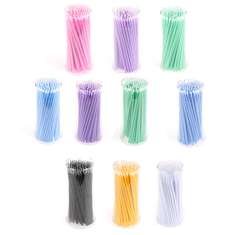 100 pçs cotonete aplicador micro escova cílios extensão rímel ferramentas 13 cores bordados cotonetes enxertia varas de algodão