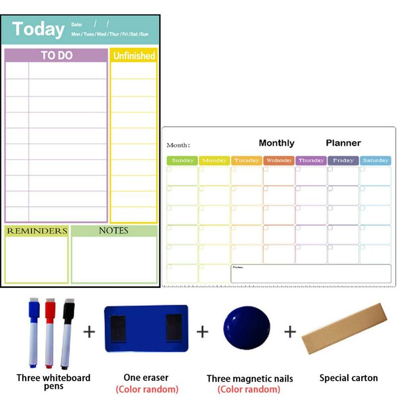 Lodówka tablica zestaw kalendarz magnetyczny do lodówki kalendarz magnetyczny naklejka naklejka na lodówkę tablica ogłoszeń zestaw Hot