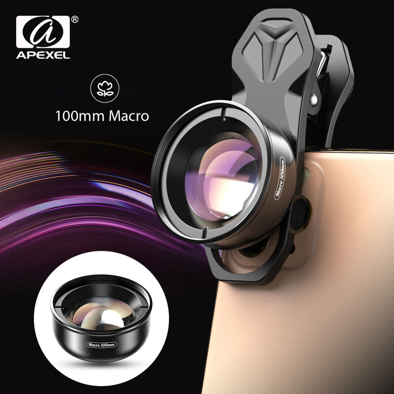 APEXEL – Objectif macro pour appareil photo de smartphone, avec filtre étoile et lentille CPL, 100 mm, 4K, HD, compatible avec tous les téléphones portables intelligents, iPhone XS MAX ou Samsung S9