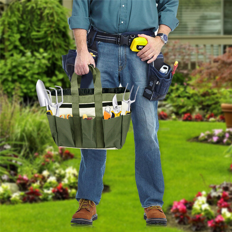 Saim-Bolsa de almacenamiento para herramientas de jardín, bolsa Oxford 600D para el jardín, organizador con asa, Kits de herramientas de jardinería, bolso de mano