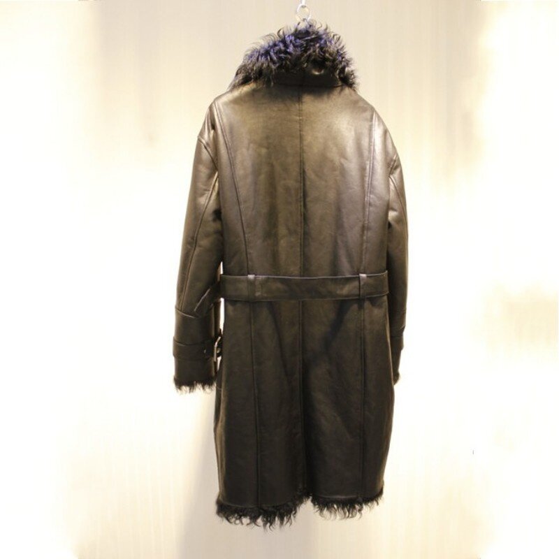 Женское меховое пальто, роскошное, новое зимнее, популярное, с меховым воротником, в полоску, прежде всего, длинное шерстяное пальто на молни...