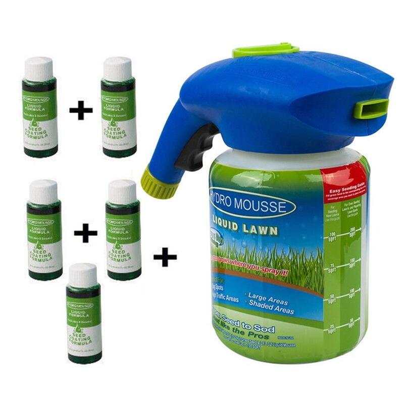 2 pçs/set casa sistema de semeadura spray líquido semente gramado cuidados grama shot rega pode
