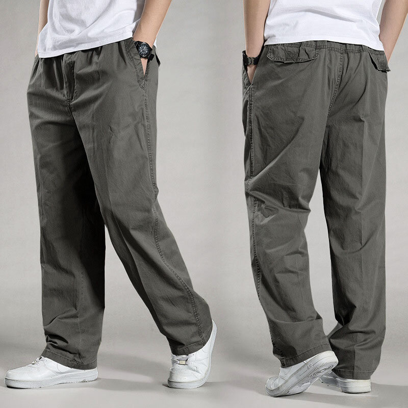 Mens Casual Pants Multiple Pocket Elasticity Military Urban Commuter  Overallsl Trousers Men Fat  Straight Trousers