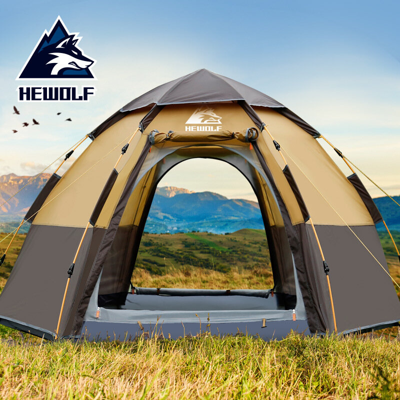 K-star tenda de acampamento ao ar livre, hexágono, 3-4 pessoas, tenda automática à prova de chuva, camping, campo de uso familiar