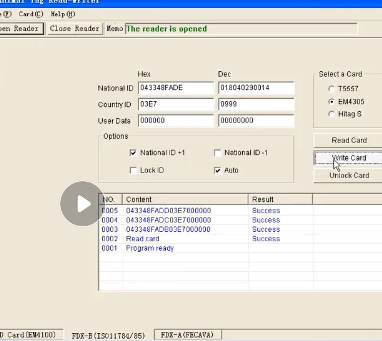 Считыватель и записывающее устройство EM4305 125-134,2 кГц, считыватель карт ISO 11784/85, машина для записи кода с микросхемой в виде животных, SDK