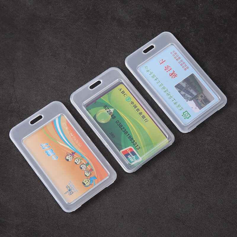 Set di carte di colore solido in pp trasparente da 5 pezzi set di carte di accesso per bus con cordino per studenti a guscio singolo set di carte di colore caramella semplice