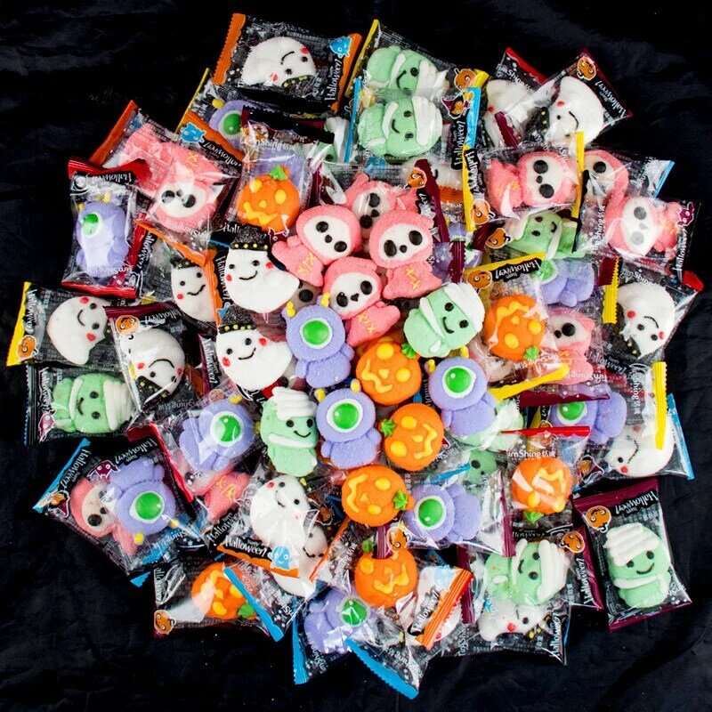 300g/500g/1000g halloween candys saco criativo globo ocular doces spoof marshmallow em massa doces lanches abóbora cabeça horror fudge