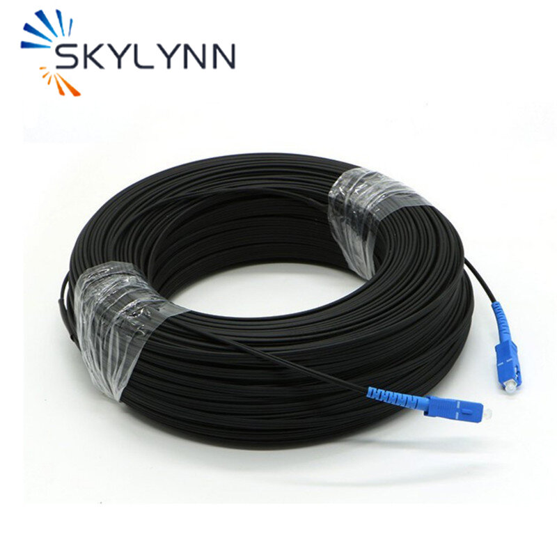 LSZH-Cable de fibra óptica para exteriores, Cable de conexión de 50/80 metros SC/UPC-SC/UPC SX Core monomodo G652D FTTH, chaqueta negra