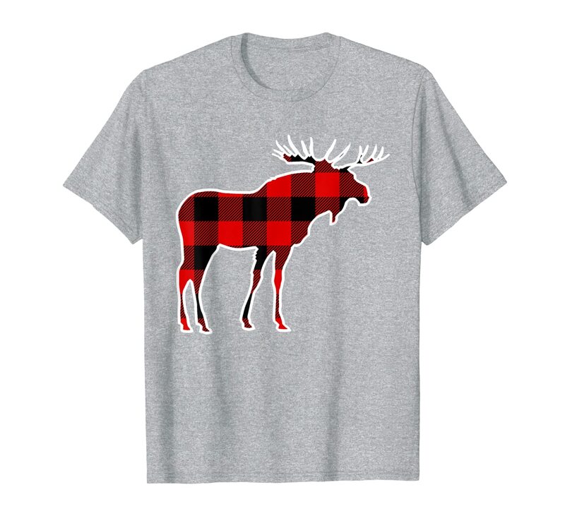 Alce rojo cuadros vichy grandes ciervos alces de PJ familia camiseta de regalo