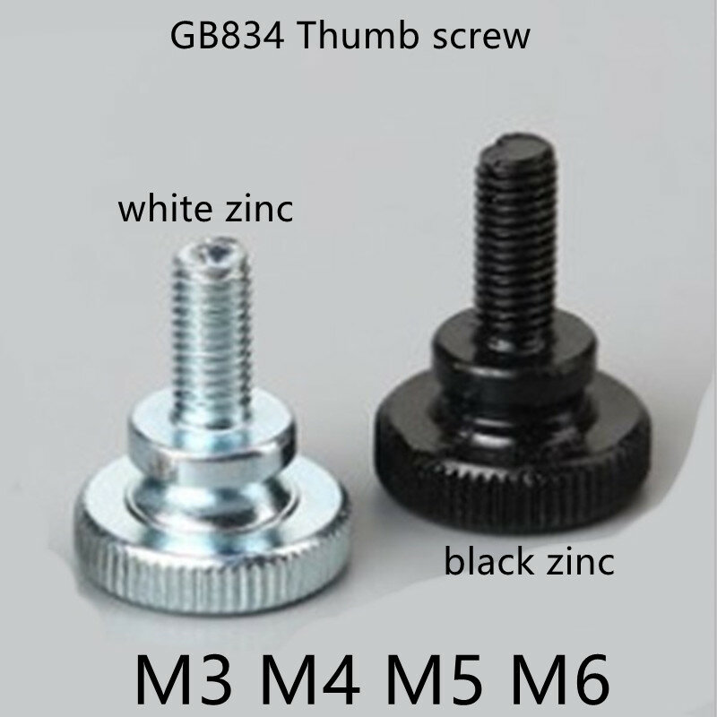 Vis à pouce moletée en zinc noir ou blanc, 2 à 10 pièces, M3 M4 M5 M6 GB834