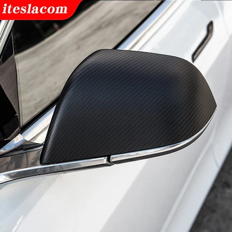 Real Carbon Fiber Rückspiegel Abdeckung Für Tesla Modell 3 Außen Zubehör Auto Seite Rückspiegel Kratzfest Kappe