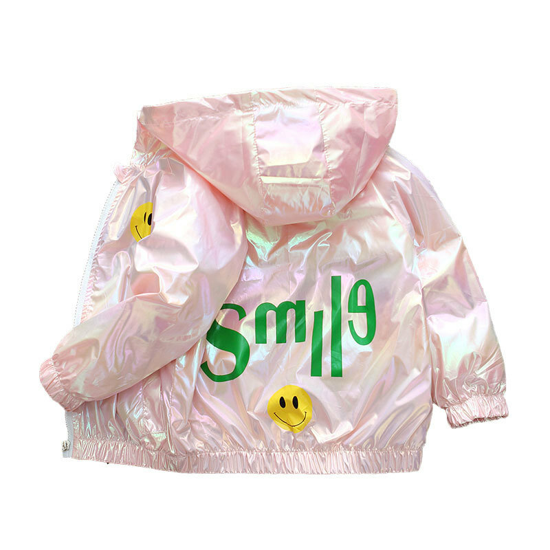 Осенняя модная бейсбольная куртка для девочек, детская модная куртка с капюшоном и надписью, Детская верхняя одежда с длинным рукавом, водо...