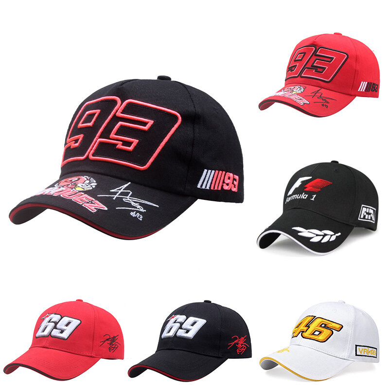 กลางแจ้งเบสบอลหมวกเย็บปักถักร้อย MOTO GP แข่ง F1หมวก Casual Bone Snapback หมวกผ้าฝ้ายปรับ Trucker หมวก