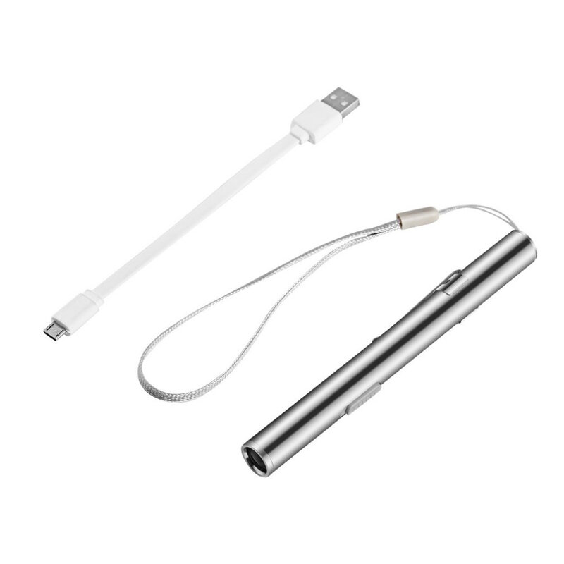 Pluma médica Práctica luz USB recargable Mini linterna de enfermería linterna LED + Clip de acero inoxidable calidad y profesional