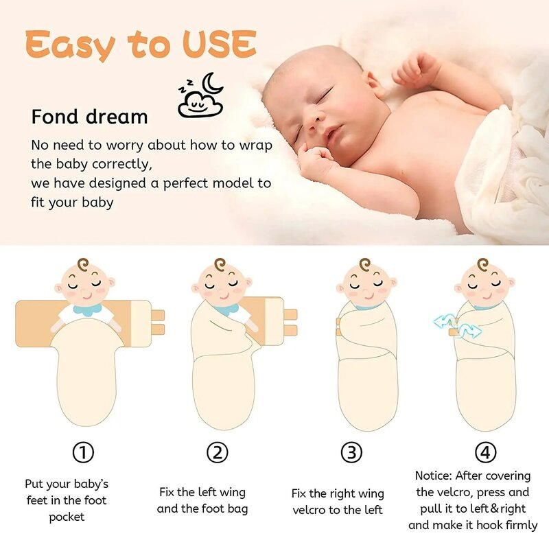Selimut Bayi Laki-laki Perempuan Katun Lembut Bungkus Bayi Kantong Tidur untuk 0-6 Bulan Bayi Baru Lahir Tempat Tidur Bayi Menerima Selimut