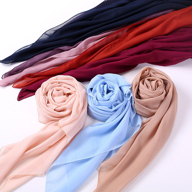 Plain Color Headscarf Square Scarves for Women Headwear Breathable Warp Muslim Hijab Headwrap Lightweight Scarfs for Ladies