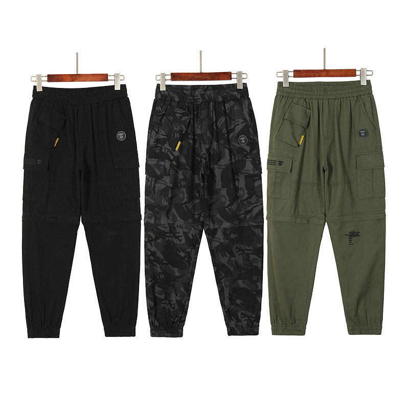 Pantalones Cargo de desmontaje seccionales de cadera para hombre, ropa de calle Harajuku, harén, AP-01, bordados, con múltiples bolsillos