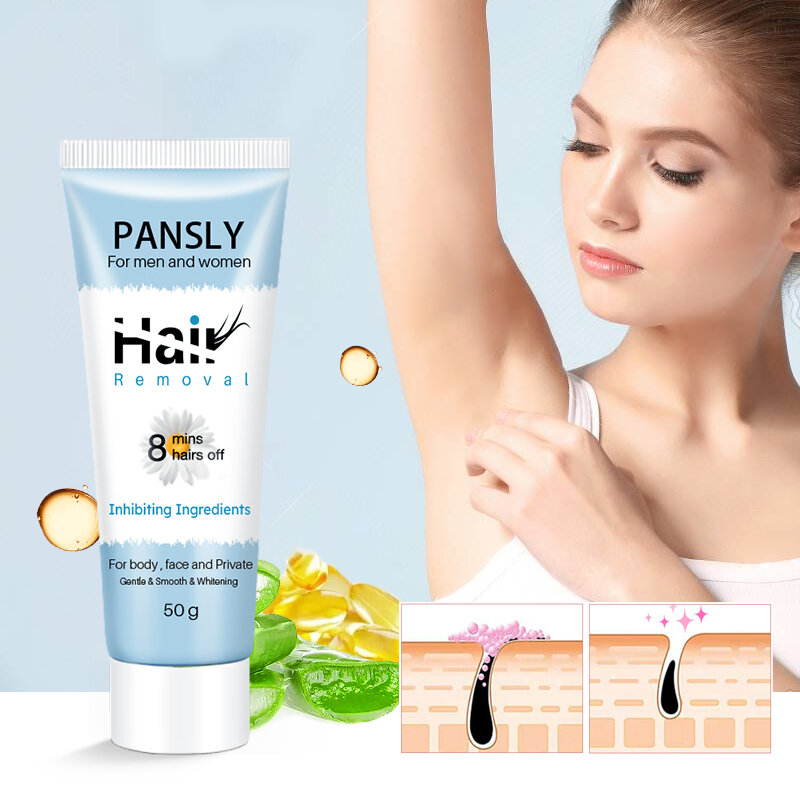 Painless hair removal cream + stop hair growth inhibitor treatment spray smooth body shrink pores skin repair essence
