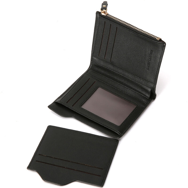 Luxo real do couro masculino curto carteira magro mini bolsa bifold zíper negócio moeda bolsa titular do cartão passaporte capa presentes