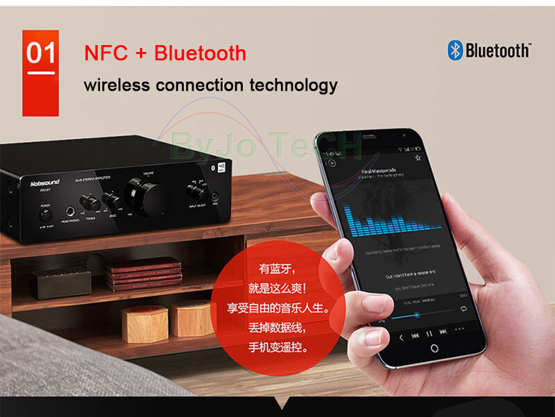 Усилитель Nobsound PM1, Hi-Fi, bluetooth, NFC, 20 Вт + 20 Вт, BT или без BT, две версии, усилитель мощности 220 В или 110 В