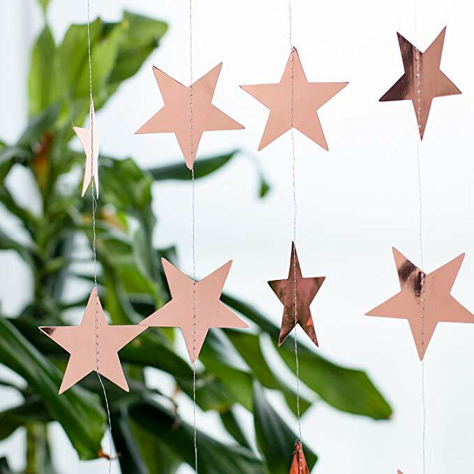 Rose Go – guirlande de banderoles étoiles réfléchissantes, 2.75 pouces, bannière scintillante, décorations pour mariage, fête d'anniversaire et vacances