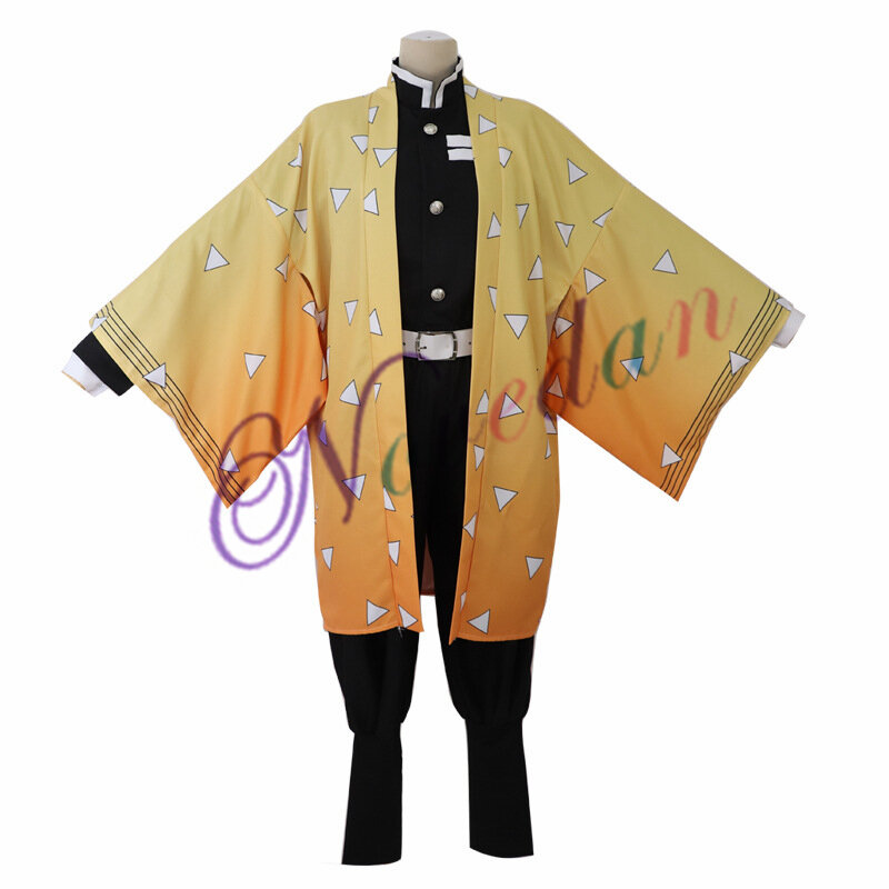 Костюм для косплея из аниме «киметсу но айба», костюм для ролевых игр с рассекающим демонов, одежда Zenitsu, кимоно на Хэллоуин для взрослых мужчин