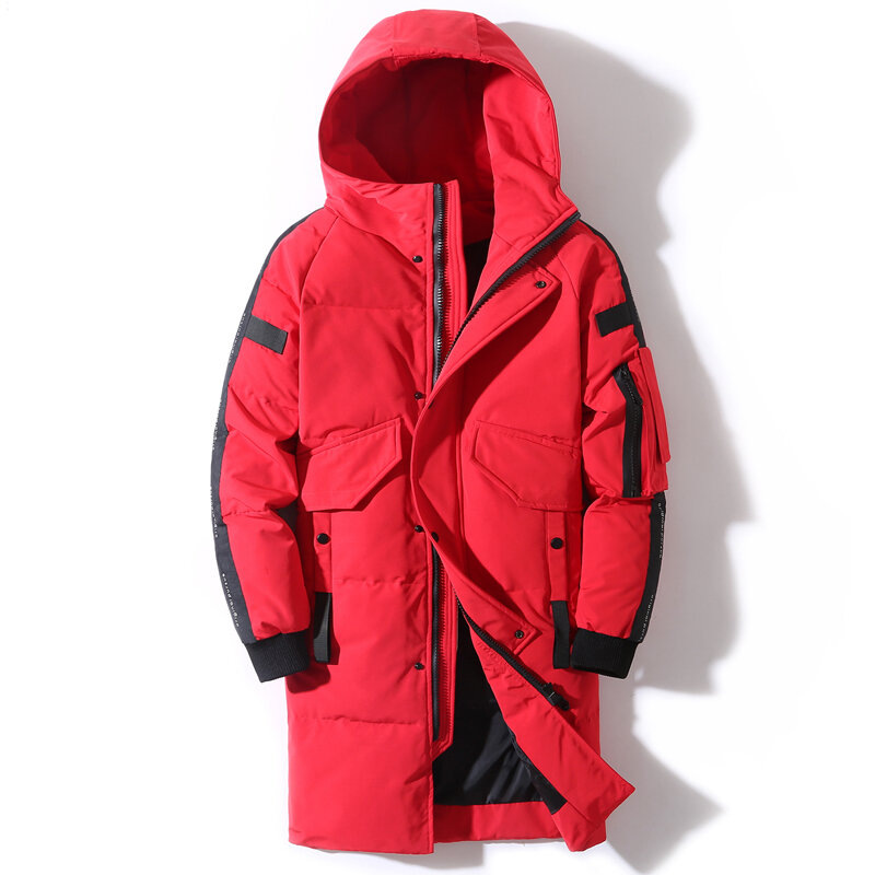 2021 겨울 남성 다운 재킷 후드 패션 롱 다운 코트 남성 방풍 방수 두꺼운 따뜻한 브랜드 남성 의류 긴 파카