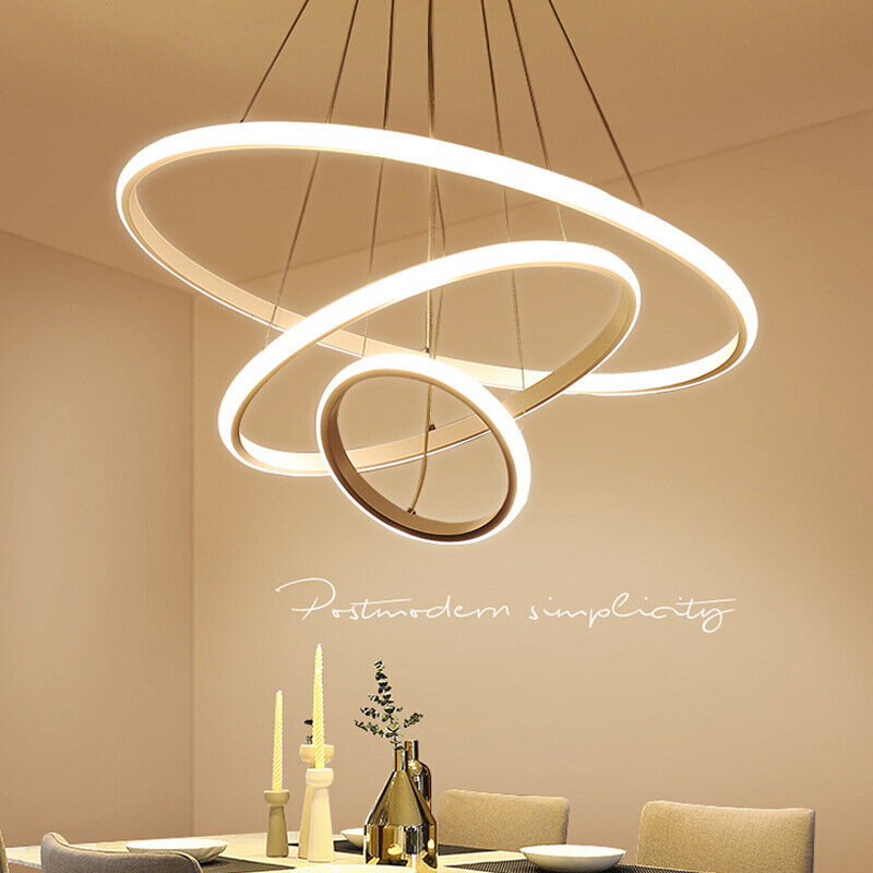 Современная Минималистичная светодиодная люстра, потолочный светильник с кольцами, декоративное крепление для гостиной, столовой