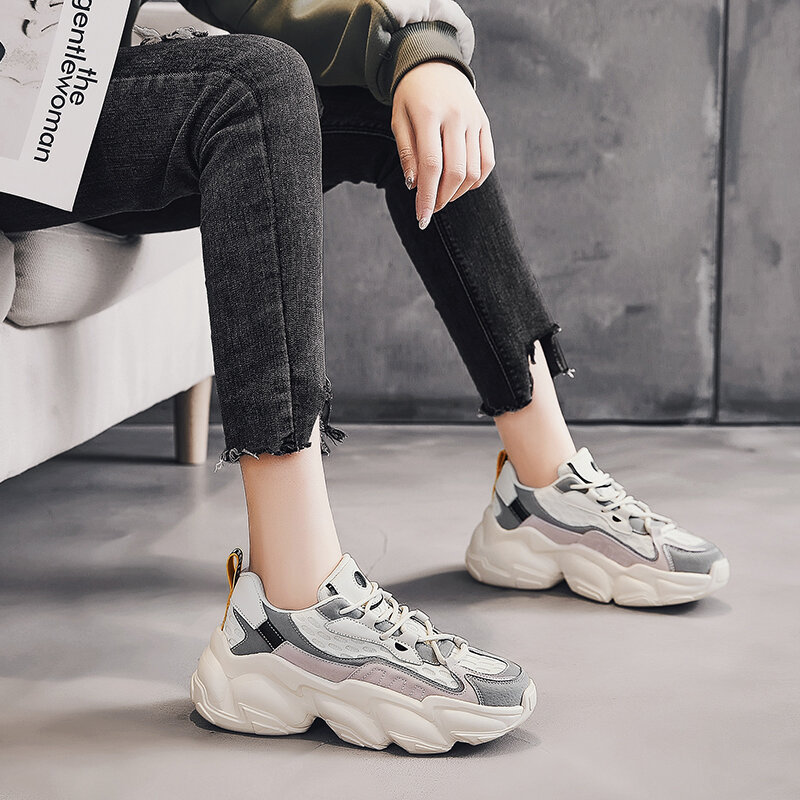 Frauen Schuhe Plattform Klobig Sneaker frauen Sport Schuhe Vintage Styles Mesh Oberen Schuhe Ins Sommer Bottom Höhe 3cm
