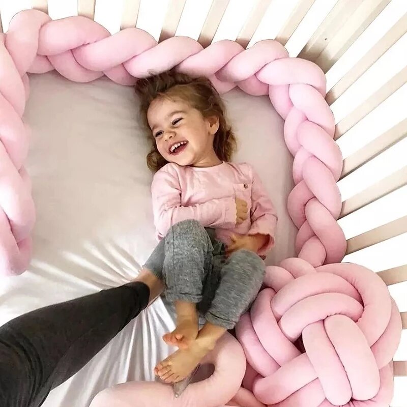 1PC 2.2M/3M/4M Newborn Bed Bumper 4 Braid Pillow Long Knotted Cot Bumper Knot Crib Infant Room Decor Comfortable protector
