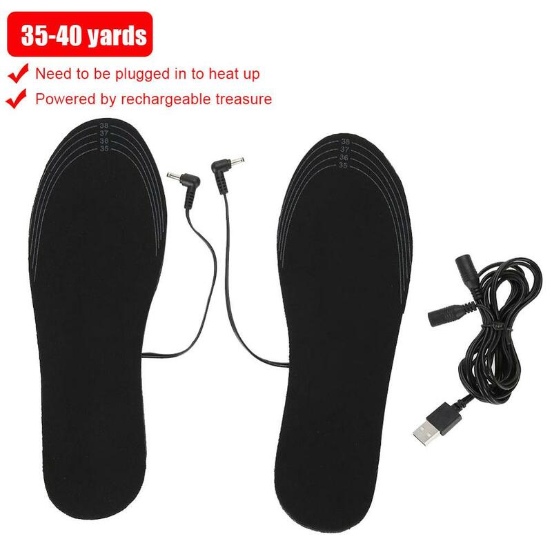 1 Pair Winter Feet Warm Insoles USB Heated Shoes Inserts Comfortable Soft Lint-cut Size Outdoor Sports Foot Treasure Pads