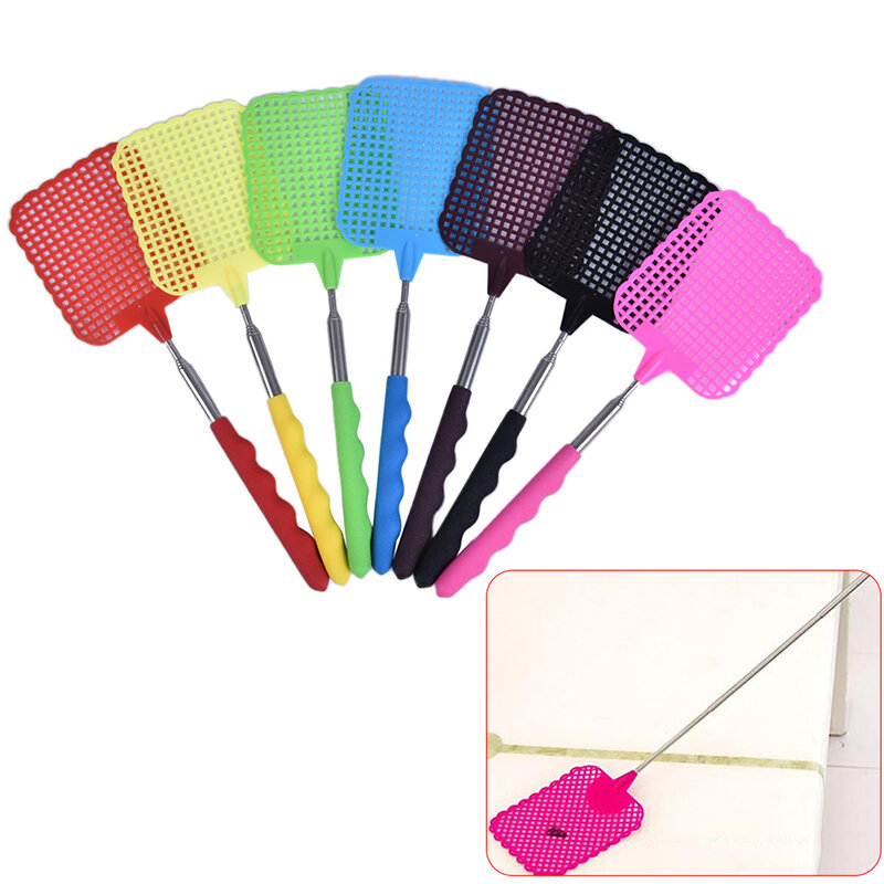 Hot hand fly swatter with retractable pull rod household tools accessories retractable fly swatter portable