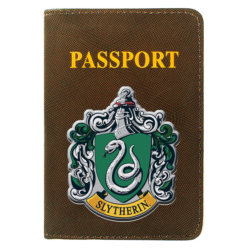 클래식 매직 아카데미 스네이크 로고 인쇄 여성 남성 여권 커버 가죽 여행 신분증 신용 카드 소지자 포켓 지갑 가방