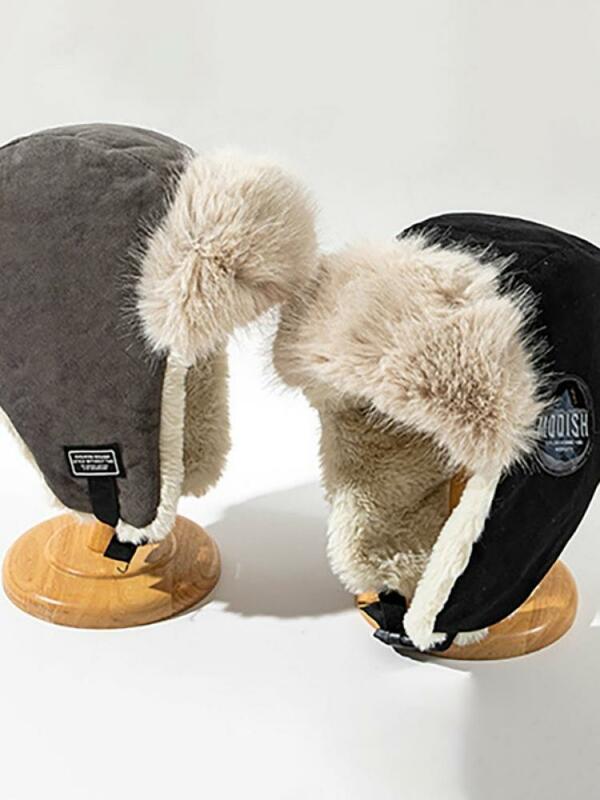 2021 신사 숙녀 야생 플러스 벨벳 두꺼운 방한용 귀 가리개 스포츠 방풍 면화 모자 레이 펭 모자