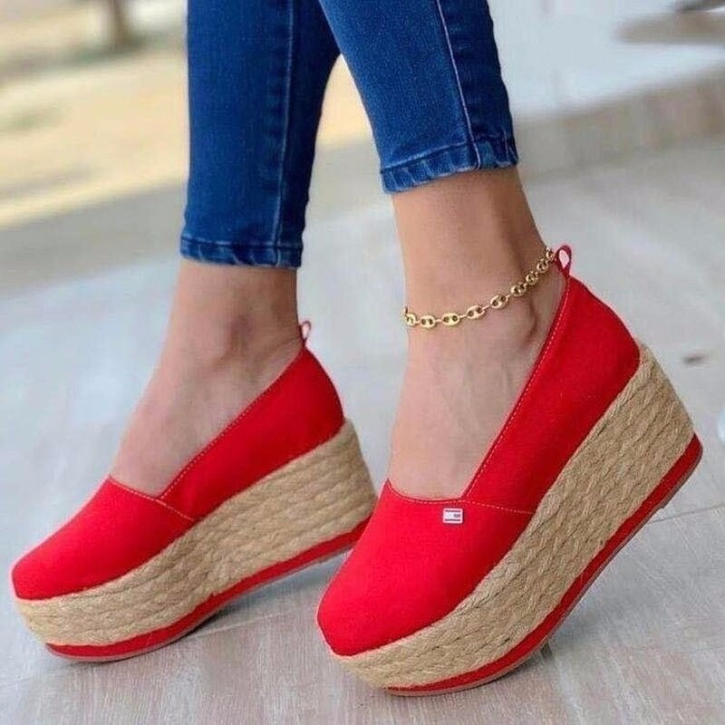 New Style LadiesThick-soled Shoes Summer Vulcanized ShoesSolid Color Thick-soled Women's Shoes Fashion Casual Shoes Canvas Shoes