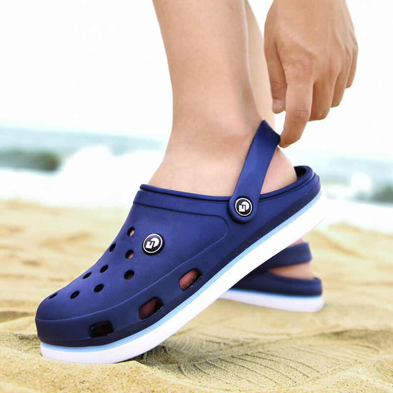 Modne sandały męskie drewniaki kapcie miękkie dno plażowe sandały męskie zatyka sandały wygodne oddychające buty do kostki
