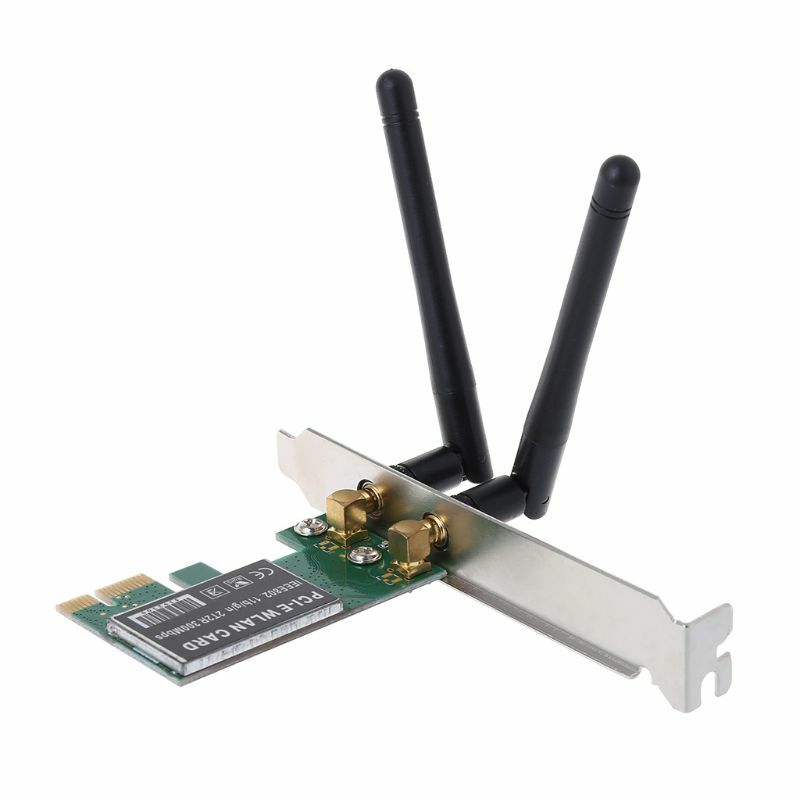 Tarjeta de red inalámbrica PCI-E de 300Mbps, placa adaptadora WLAN WIFI PCI Express con antenas para cables de extensión de accesorios de ordenador PC