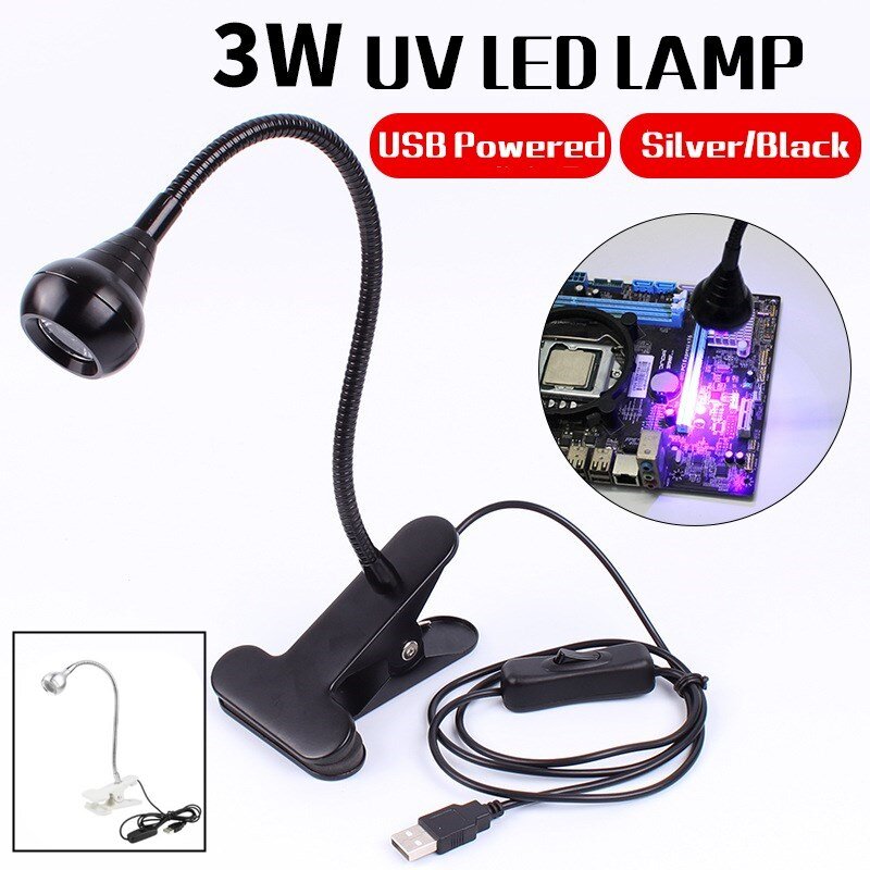 USB Led Desk Light Mini Clip-On Flexible Bright Led UV Lamp Adjustable Glue Nail Dryer Cash Medical Product Detector with Switch