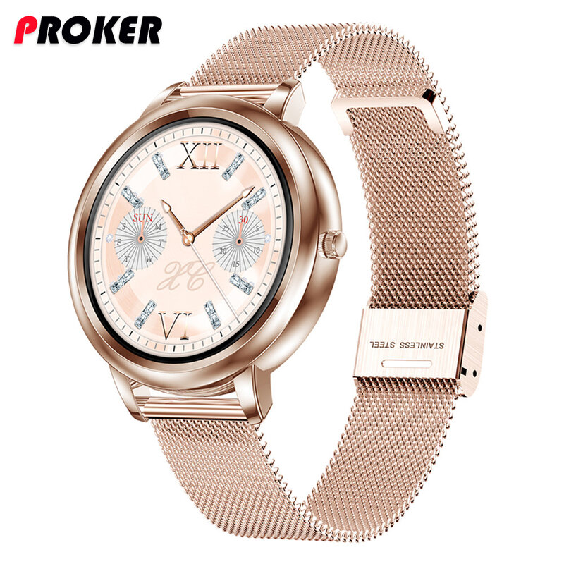 Proker Smart Watch 2020 Full Touch Control Round Screen Fashion Women Smartwatch Lady Health Tracking Watch For iOS Android