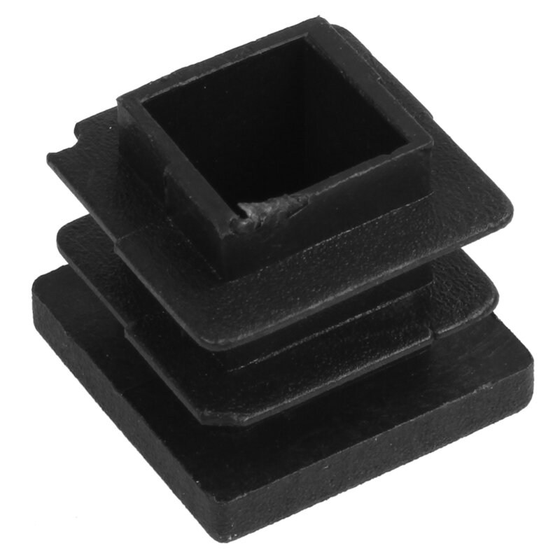 12 pc 16mm x 16mm quadrado striated plástico tampões de extremidade de mesa inseridos tubo preto