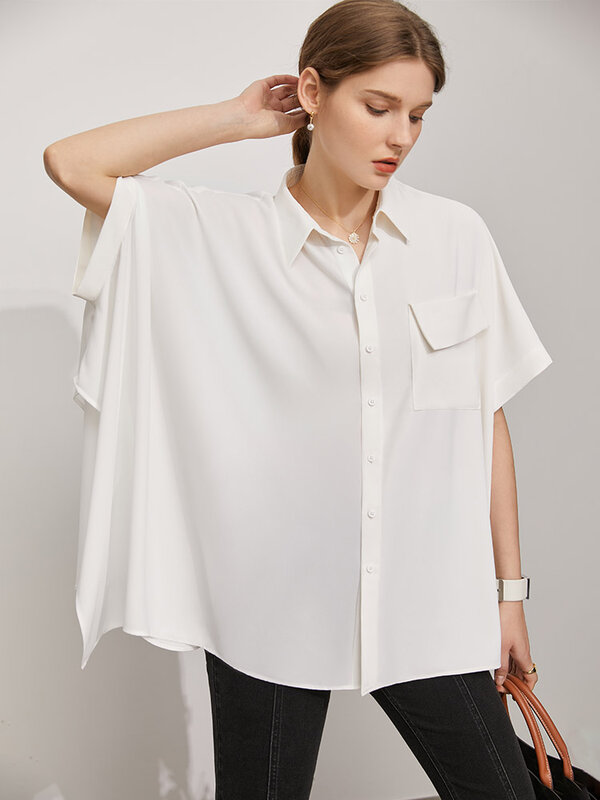 Camicia moda minimalismo Amii per donna camicia da donna allentata tinta unita da donna casual Oversize irregolare top da donna 12170382