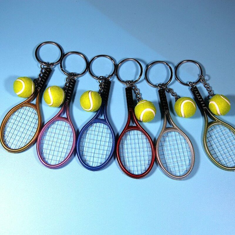 Fashion Mini Tennis Racket Pendant Keychain Keyring Key Chain Ring Finder Holer Accessories For Lover's Day Gifts