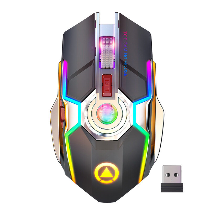 1600DPI 2.4G podświetlany diodami LED mysz bezprzewodowa na akumulator USB ergonomiczna optyczna mysz do gier pulpit PC Laptop Gamer Mouse
