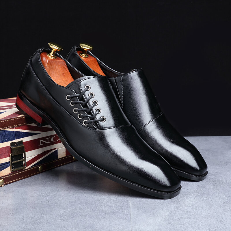 2021 Sepatu Pria Fashion Gaun Kulit Sepatu Oxford Sepatu Bisnis Kantor Merek Mewah Sepatu Kasual Desainer Klasik Ukuran Besar 48